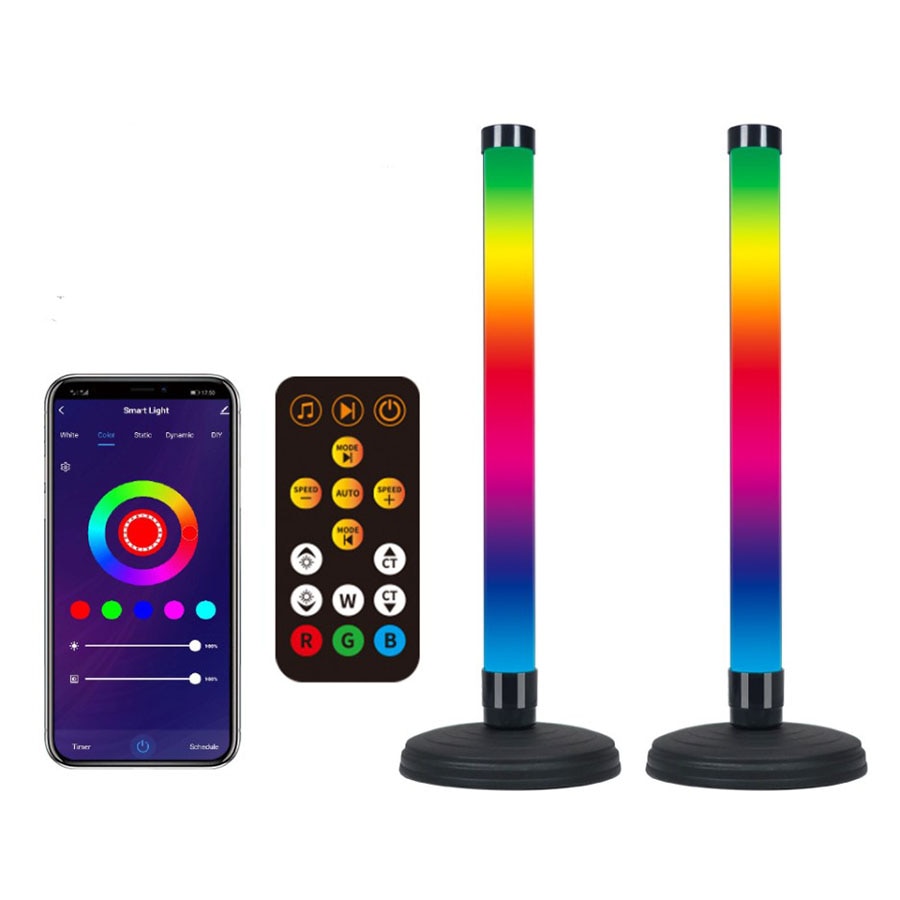 2Pcs LED 분위기 테이블 밤 빛 소리 App 제어 픽업 리듬 빛 RGB 디밍 램프 홈 바에 대 한 TV 배경 램프